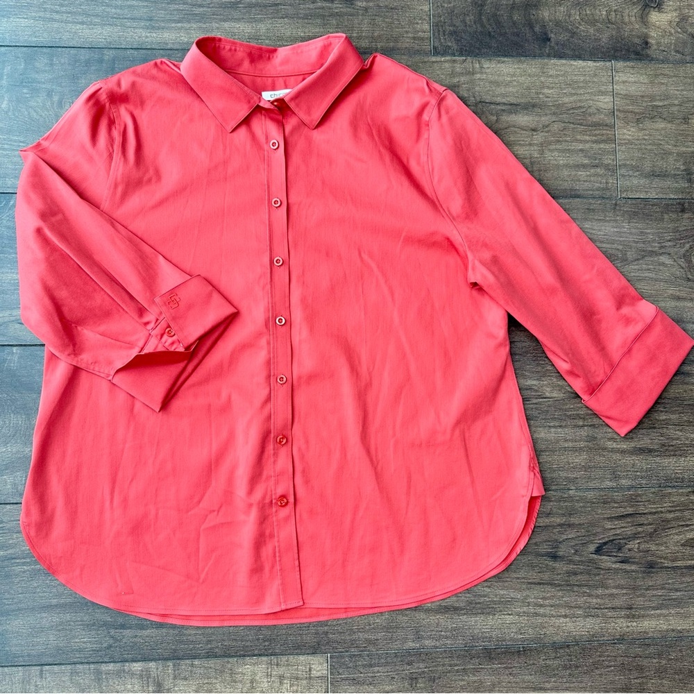 Chico’s Coral Button Front Blouse - Chicos Size: 3 /US: 16 - Lightweight & Soft